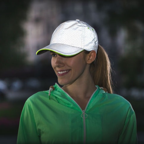 Girl with reflective cap